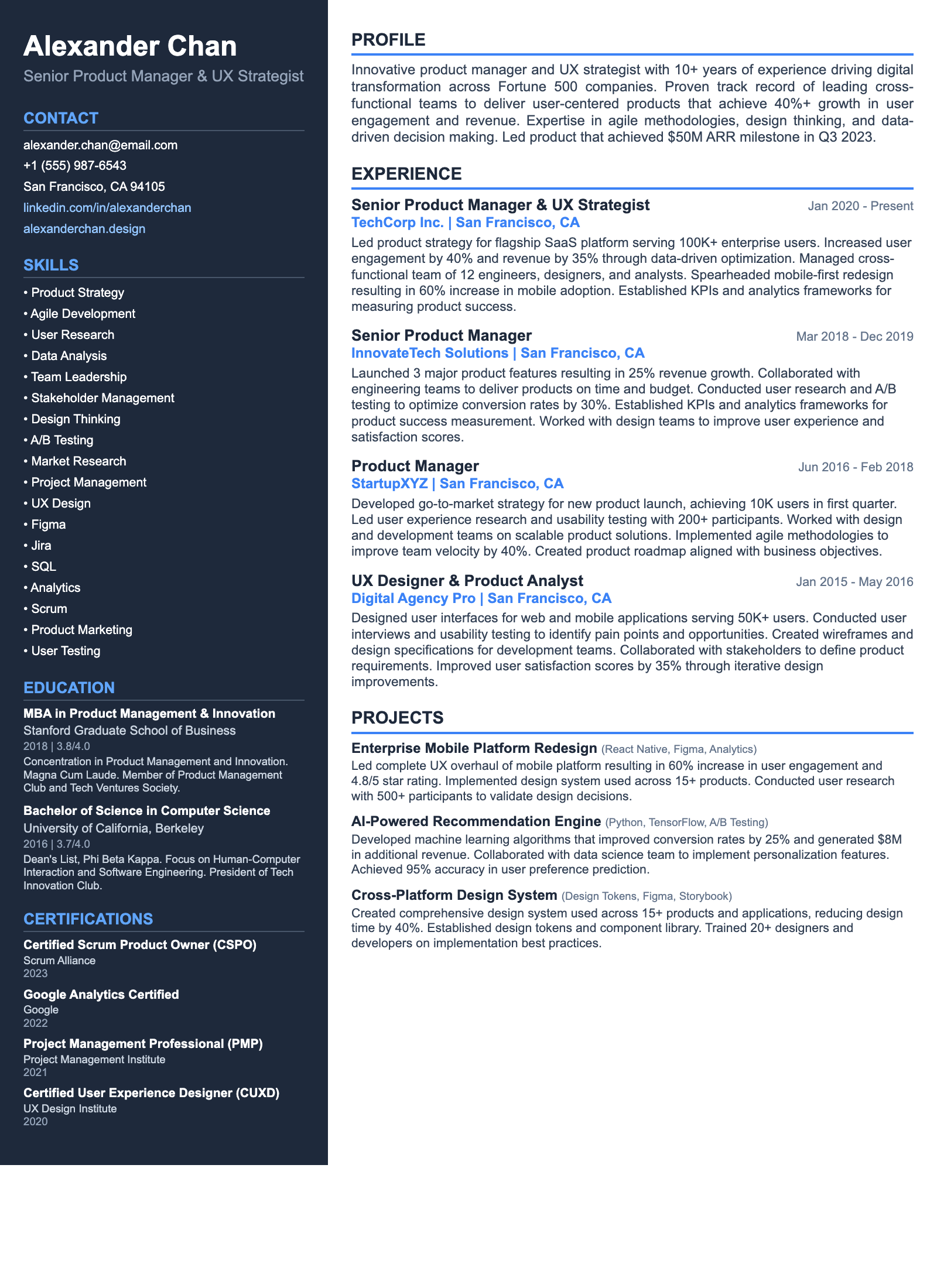 Modern One-Pager Resume Template